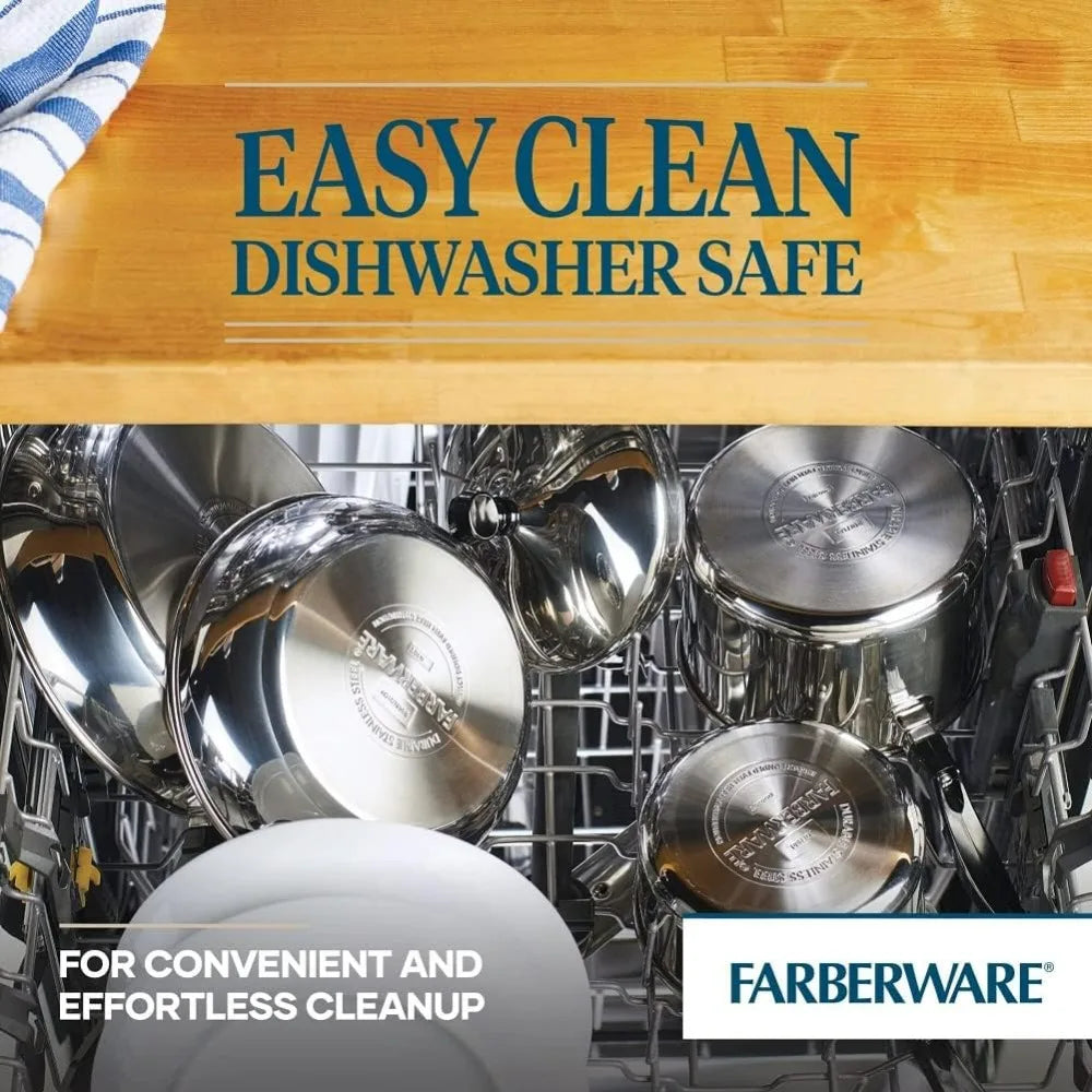 Classic Stainless Steel 15-Piece Cookware Set with Pots and Pans, Silver
