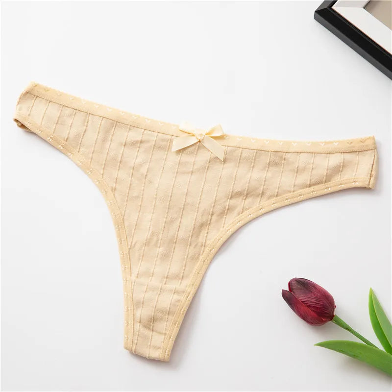 1Pcs Cotton Underwear For Woman Soft Breathable T-back Women's Panties Female Low-Rise Thongs Intimates BANNIROU