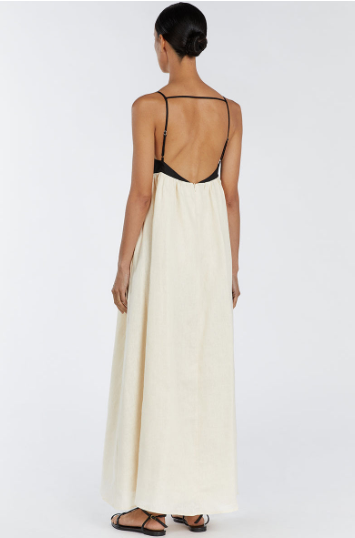 Casual Patchwork Cotton-Linen Maxi Dress for Vacation
