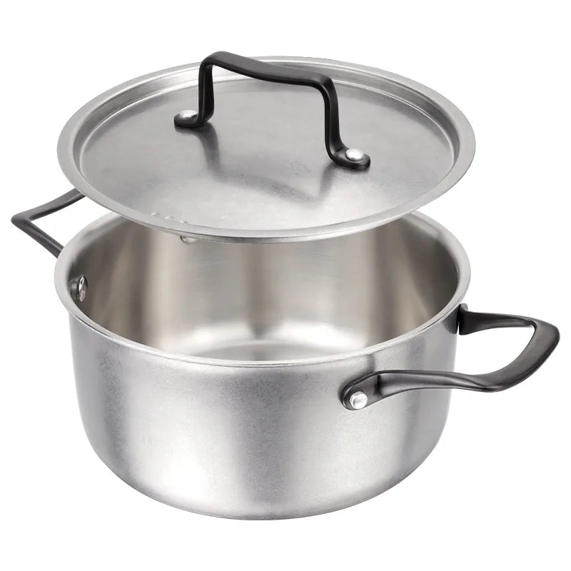 New Design Silver Surface Cooking Pots and Pans Tri-ply Stainless Steel Cookware Set for Home Kitchen