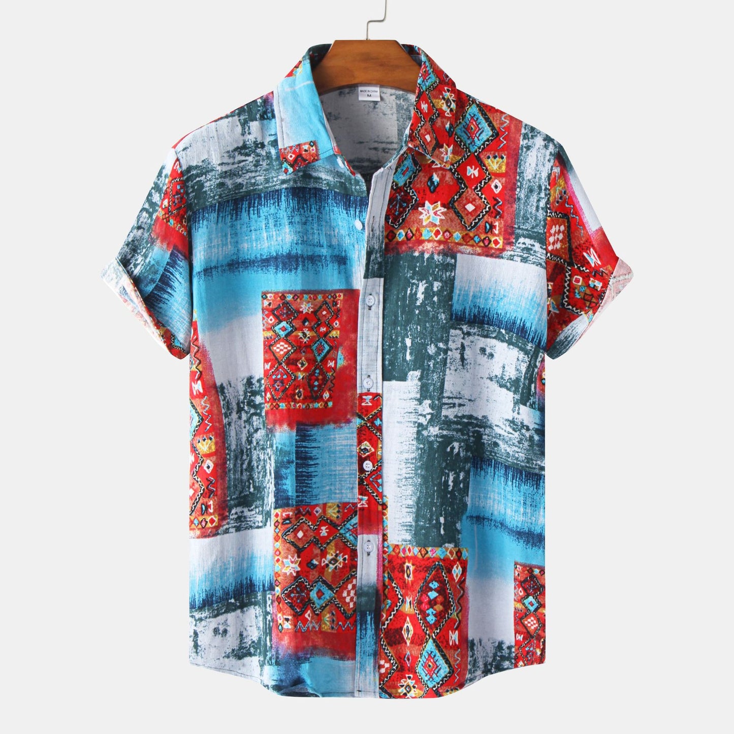 Men's Casual Cotton-Linen Short Sleeve Shirt