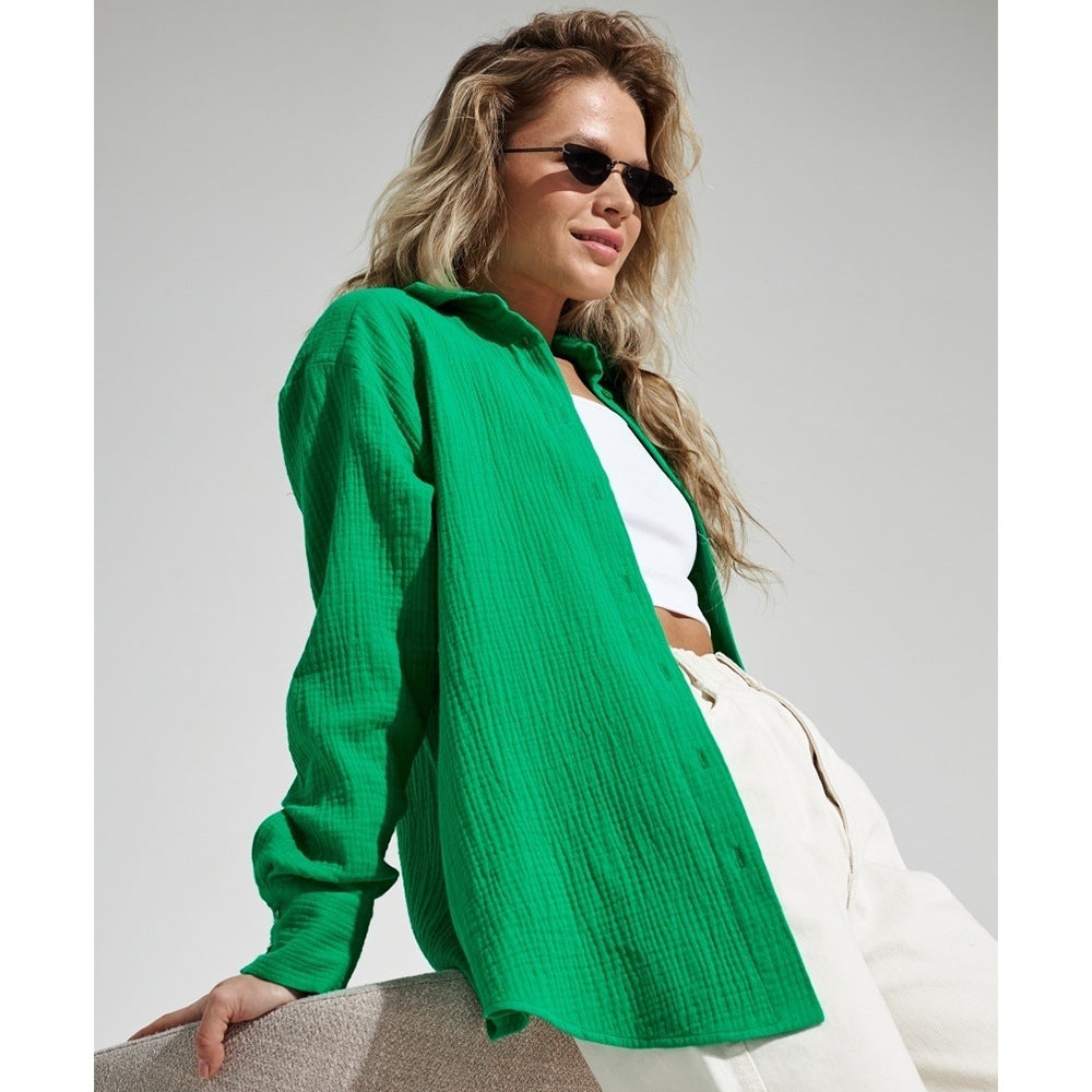 Cotton Loose Fit Polo Collar Shirt
