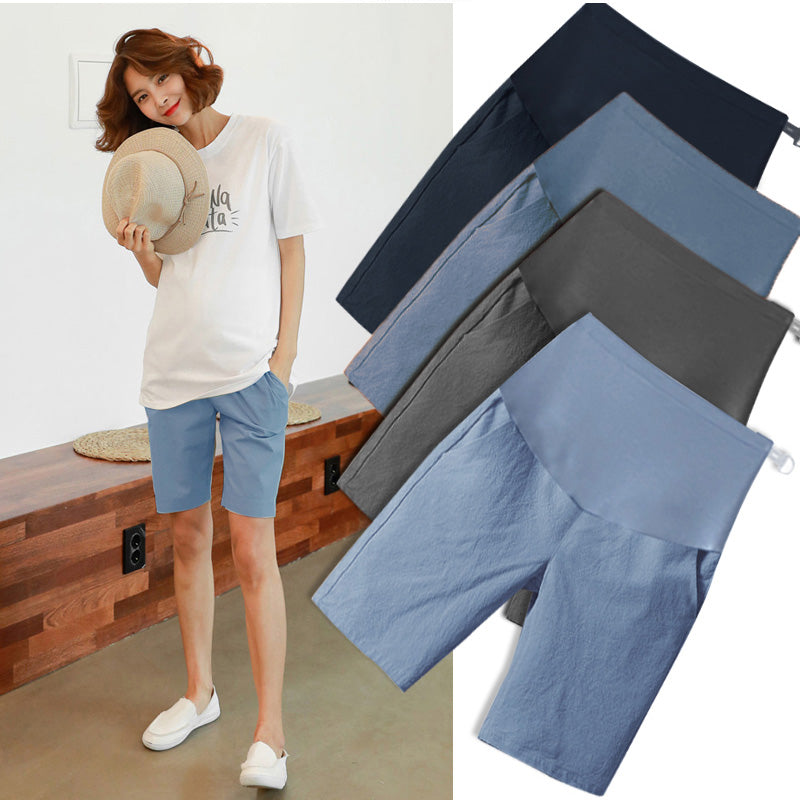 Summer Cotton Linen Loose Shorts for Pregnant Women