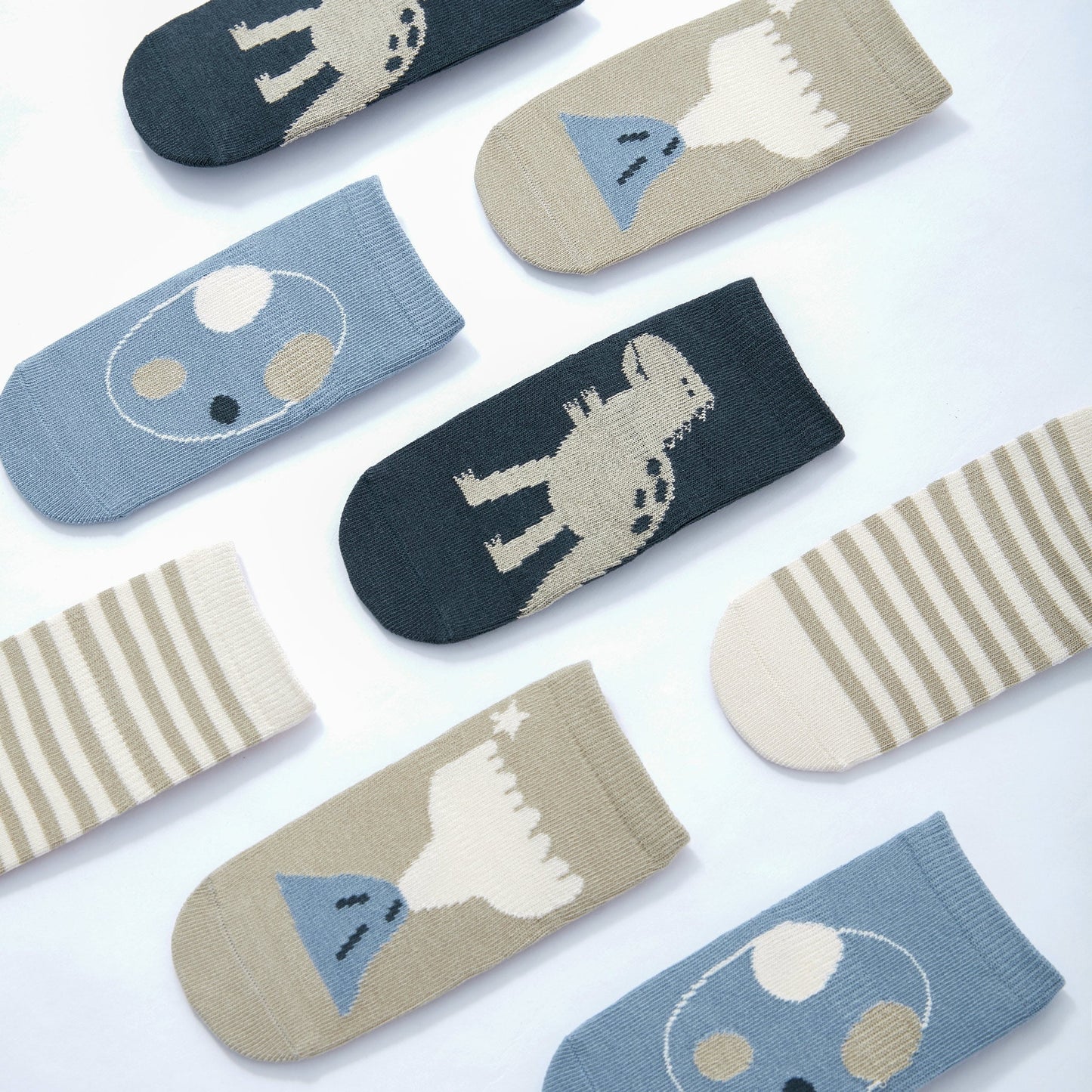 Dinosaur- Organic- 4 Pairs of Stay-On Baby & Toddler Non-Slip Socks