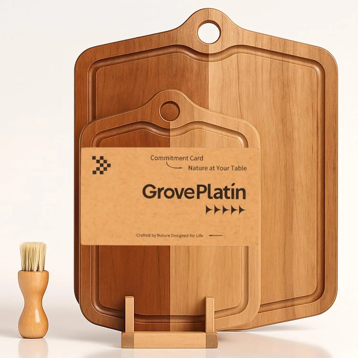 Acacia Wood Cutting Board Set of 2 (16x12, 10x8)