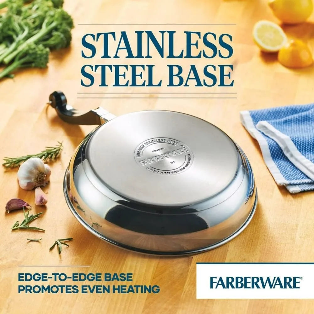 Classic Stainless Steel 15-Piece Cookware Set with Pots and Pans, Silver