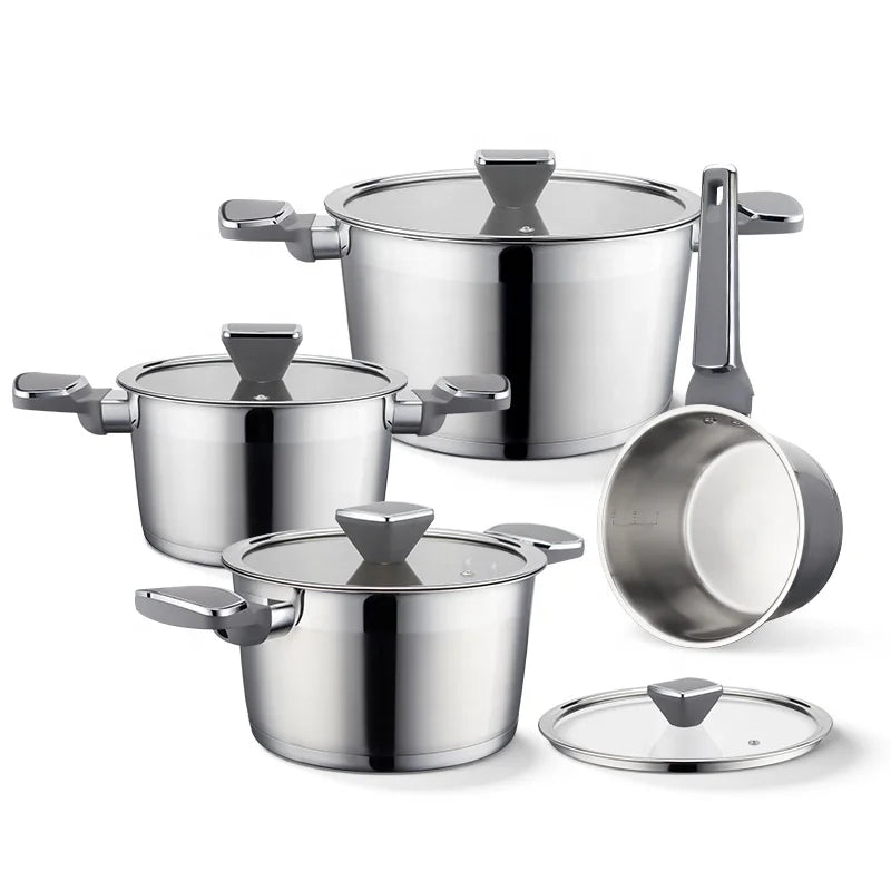 Wholesale 8Pcs Kitchen Cooking Pots and Pans Stainless Steel Nonstick Cookware Sets