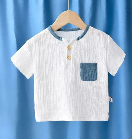 Breathable Half Sleeve Cotton-Linen Top for Kids