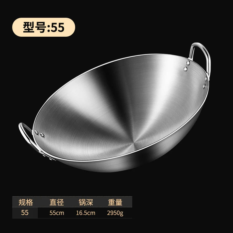 Non Stick Wok Pan Cookware 75cm Large Commercial Carbon Steel Wok Stainless Steel Pots and Pans NM393