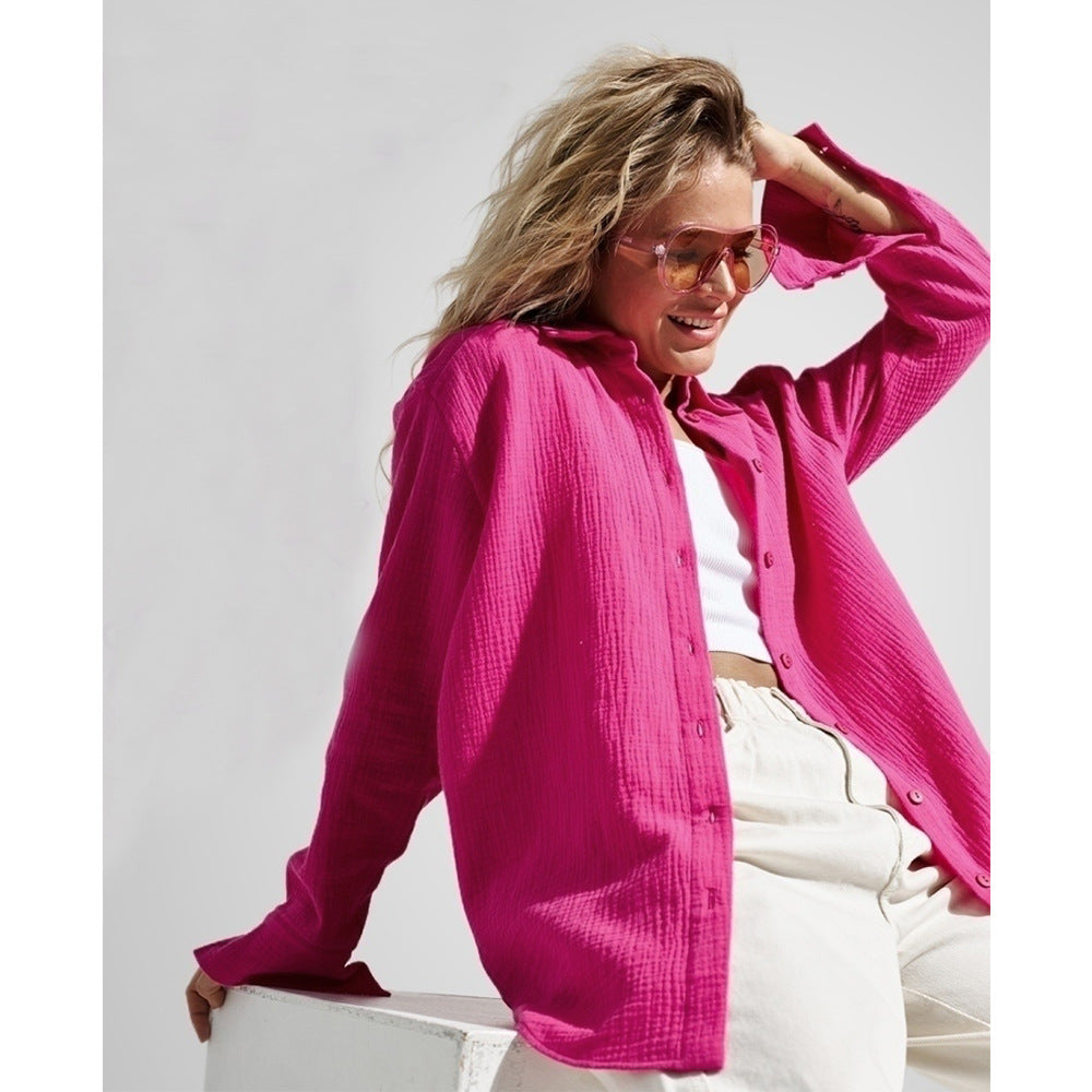 Cotton Loose Fit Polo Collar Shirt