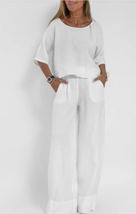 Cotton Linen 3/4 Sleeve Suit