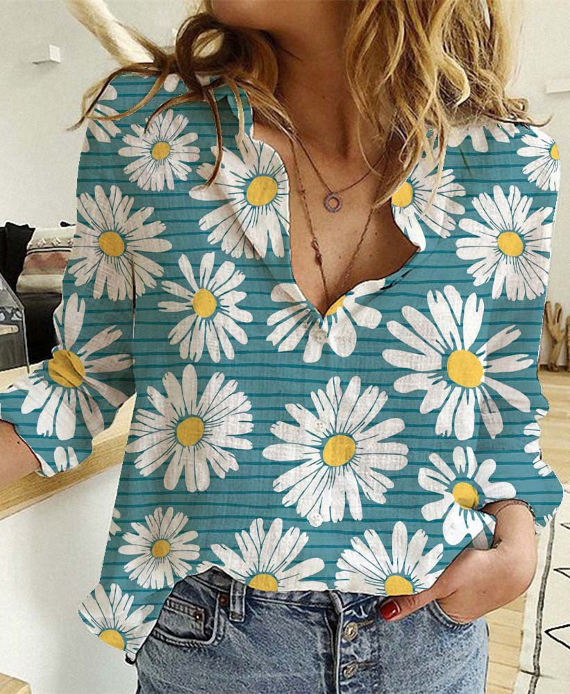 Trendy Spring Summer Women's Cotton Linen Shirt
