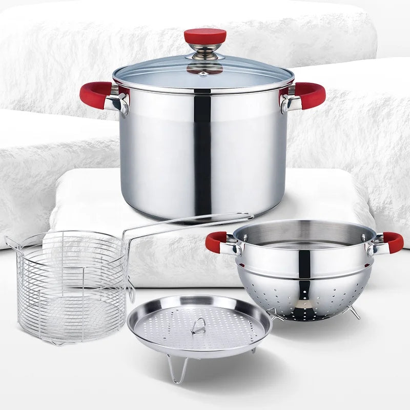 Wholesale Customization Multi-function Cookware Set Stainless Steel Stockpot With Colander Steamer