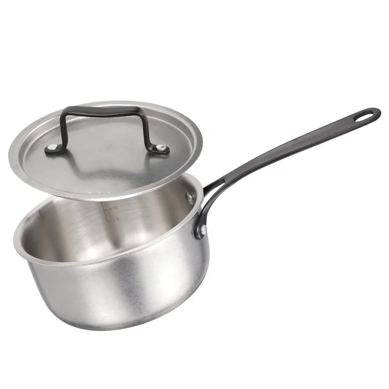 New Design Silver Surface Cooking Pots and Pans Tri-ply Stainless Steel Cookware Set for Home Kitchen