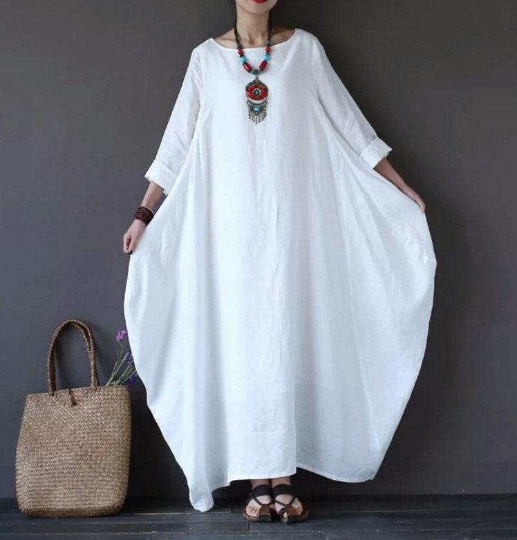 Loose Plus Size Cotton Linen Maxi Dress