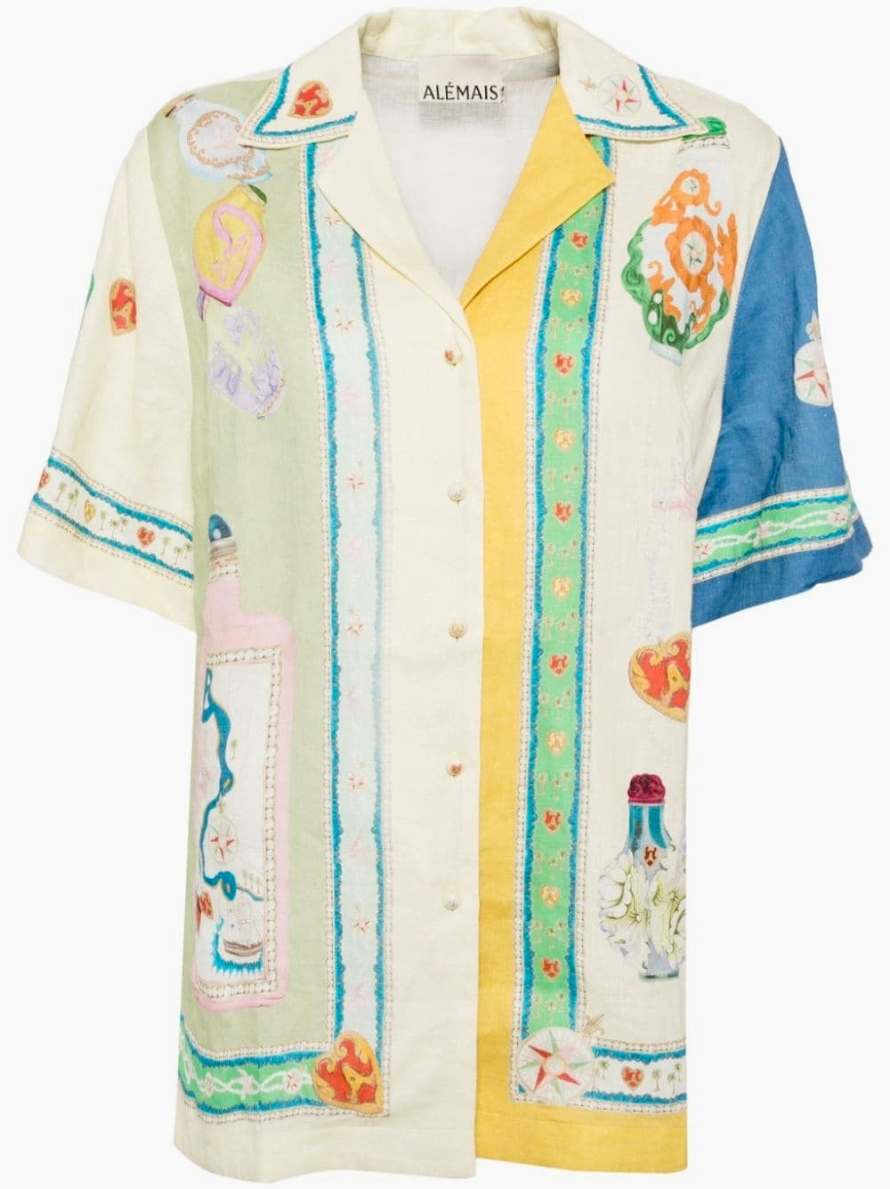 Alemais Elixir Shirt Women’s Multicolor Euro Flax Linen Top Button Down