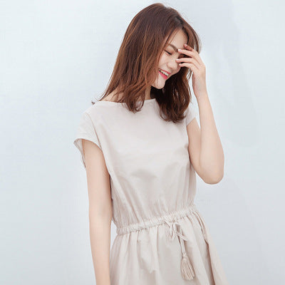 Plus Size Cotton Linen Loose Waist Dress