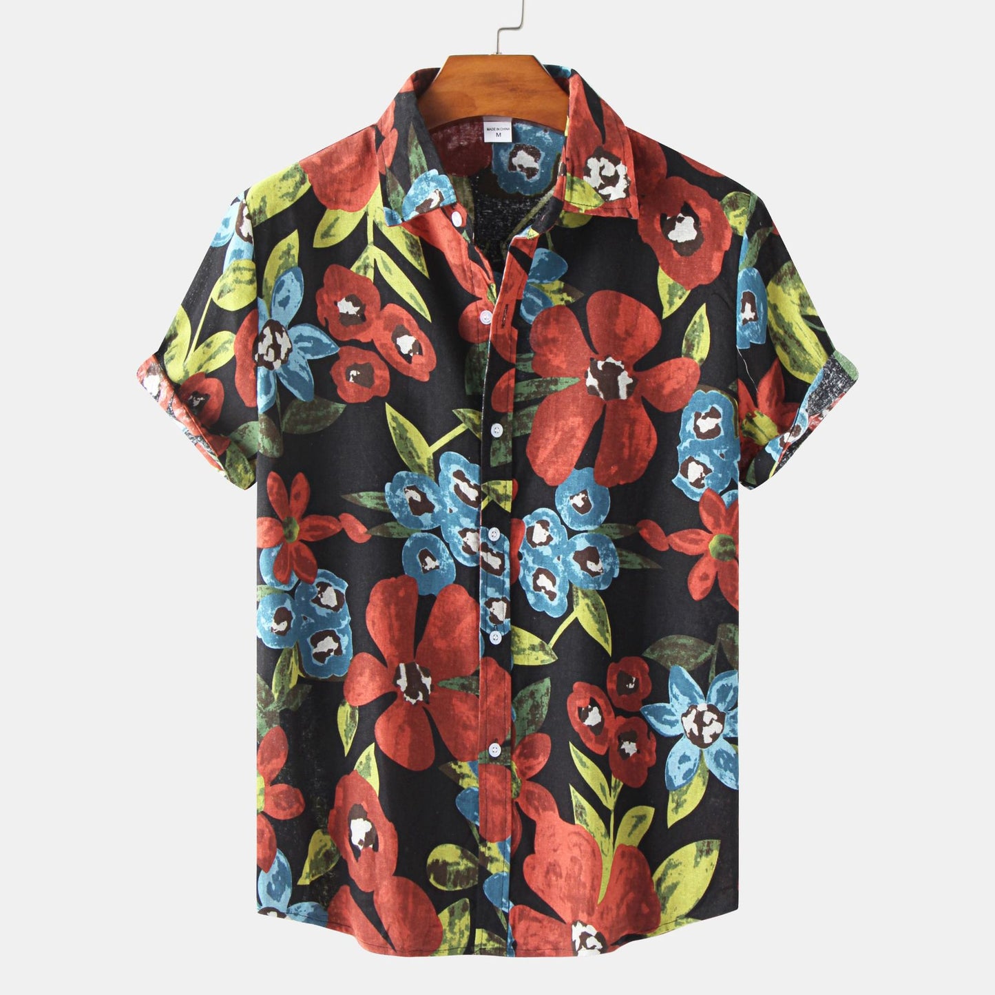 Men's Casual Cotton-Linen Short Sleeve Shirt