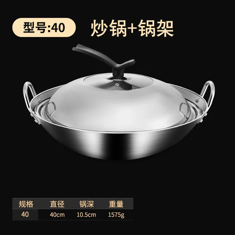 Non Stick Wok Pan Cookware 75cm Large Commercial Carbon Steel Wok Stainless Steel Pots and Pans NM393