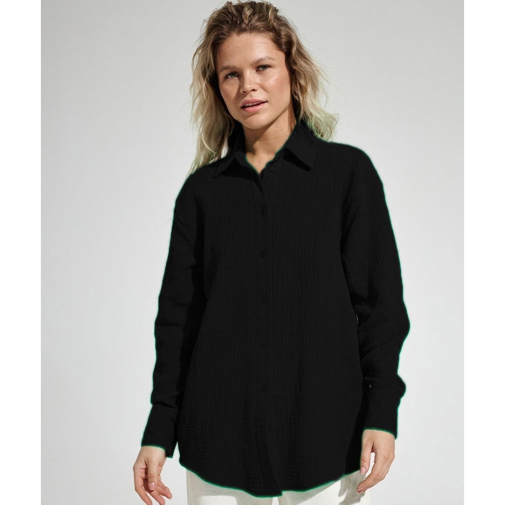 Cotton Loose Fit Polo Collar Shirt