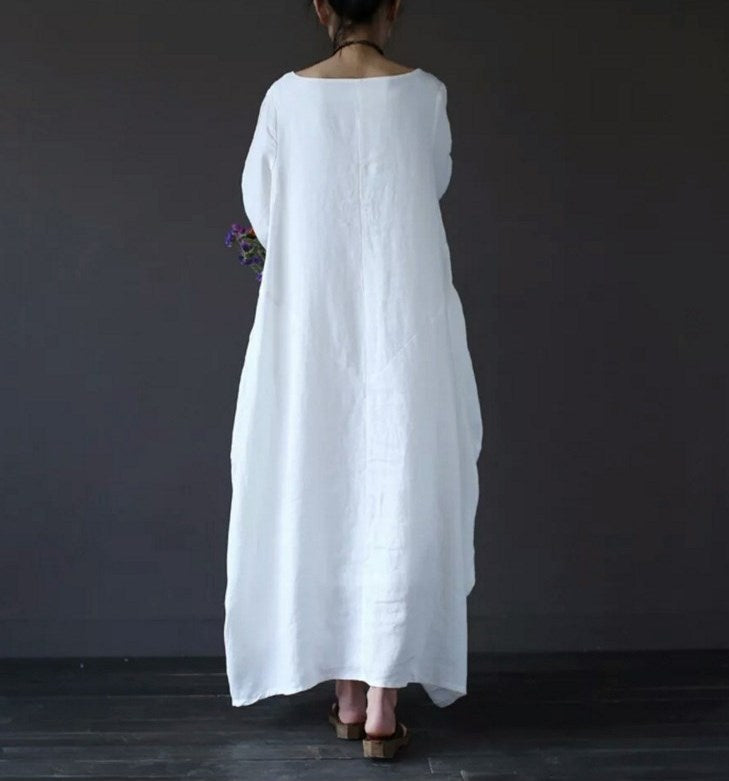 Loose Plus Size Cotton Linen Maxi Dress