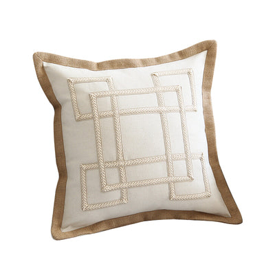 Heavy Cotton Linen Pillowcase with Geometric Pattern