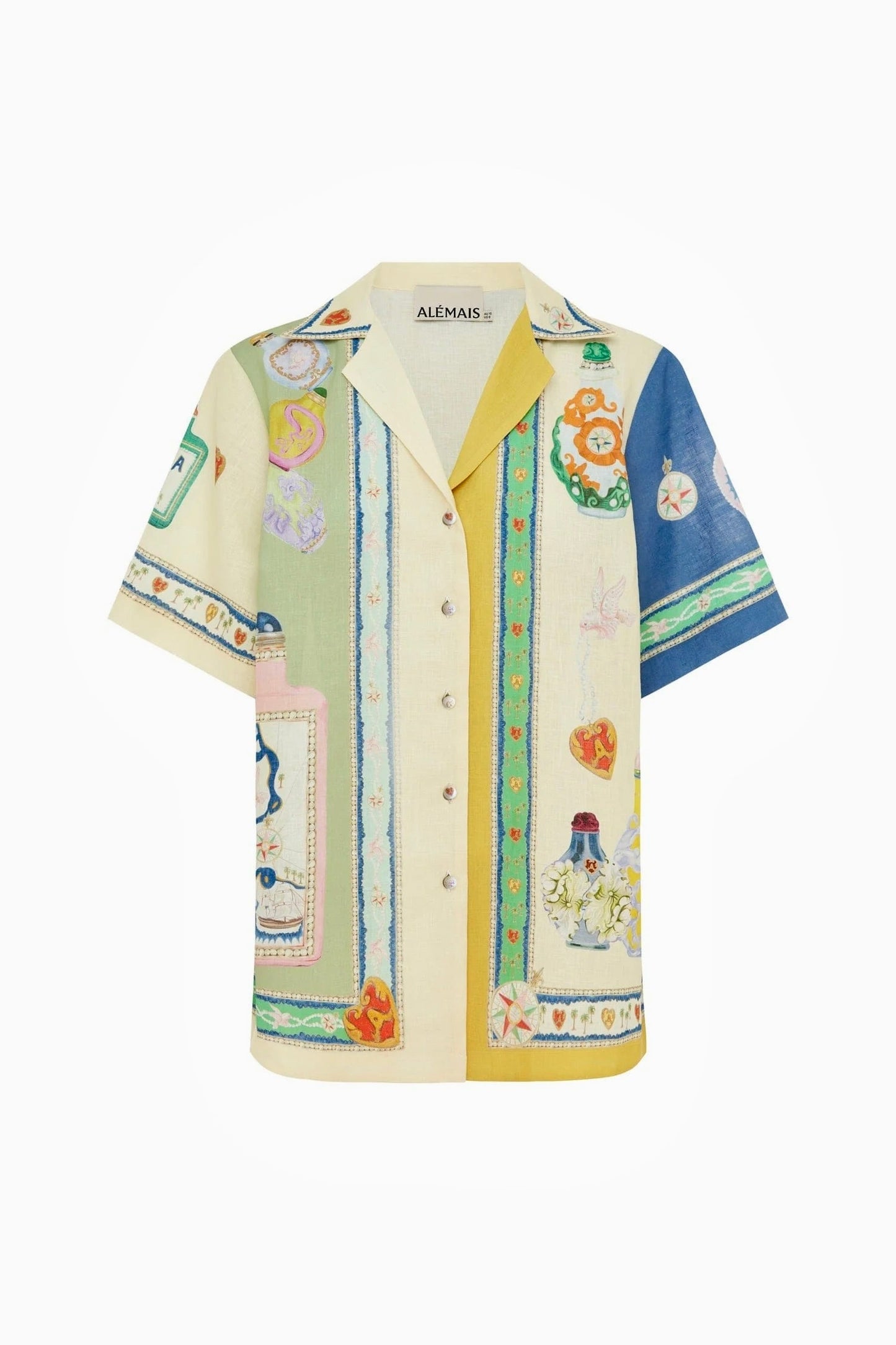 Alemais Elixir Shirt Women’s Multicolor Euro Flax Linen Top Button Down