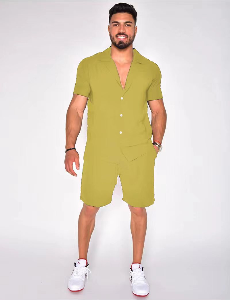 Men's Cotton Linen Summer Set - Hawaiian Style