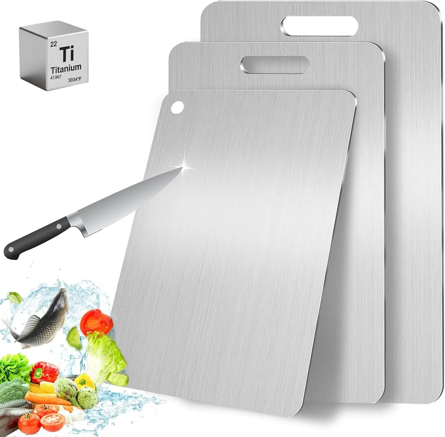 Katuchef Titanium Cutting Board, 2026 New 100% Pure Titanium Cutting Boards for Kitchen, Titan Cut Pro Non Toxic Double