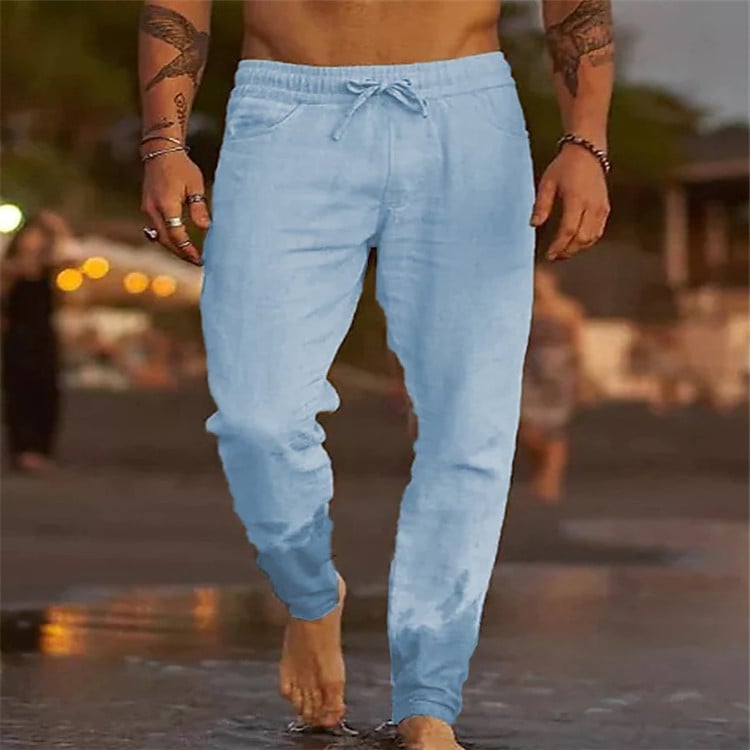 Men's Loose Cotton Linen Casual Beach Pants