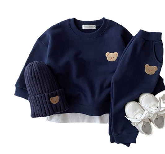 Little Teddy Outfit - Cotton Hoodie and Pants Set (One Set)