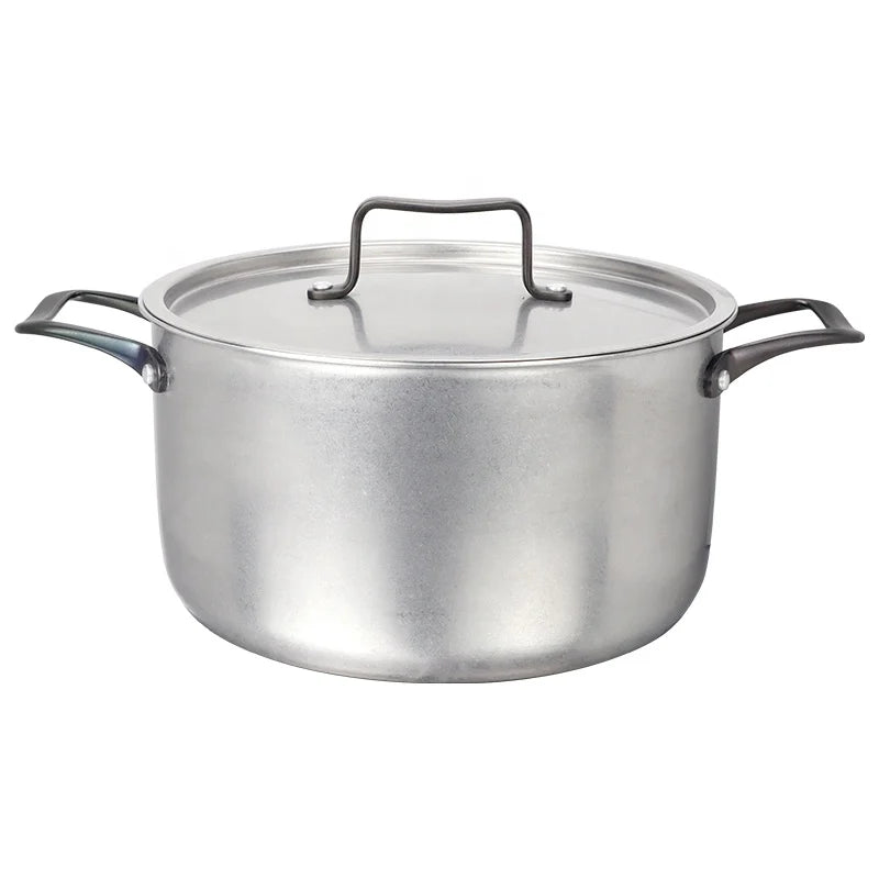 New Design Silver Surface Cooking Pots and Pans Tri-ply Stainless Steel Cookware Set for Home Kitchen