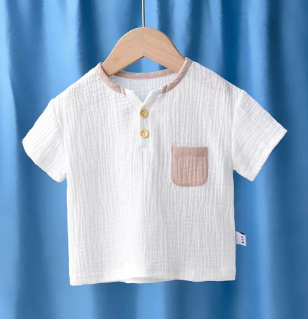 Breathable Half Sleeve Cotton-Linen Top for Kids