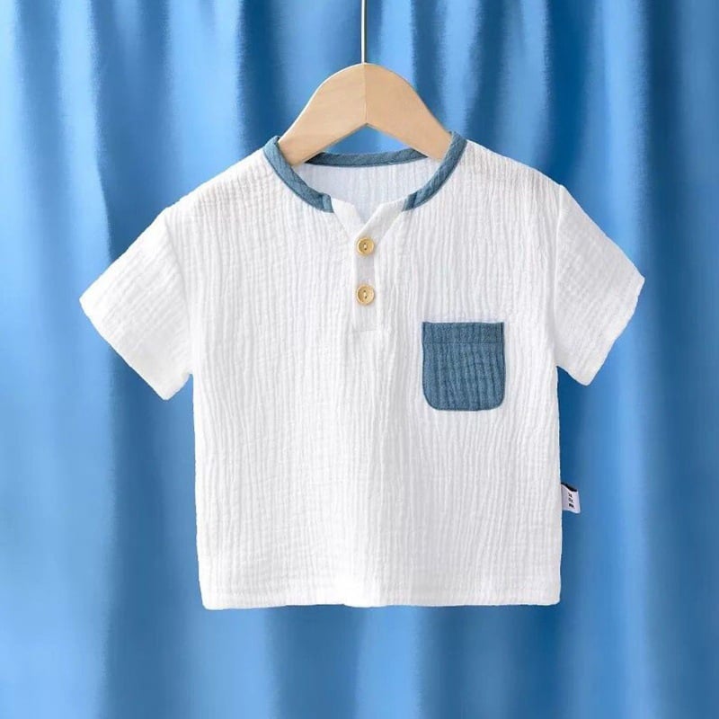 Breathable Half Sleeve Cotton-Linen Top for Kids