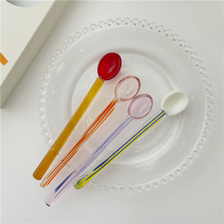 Colored Glass Spiral Coffee Stirring Spoon