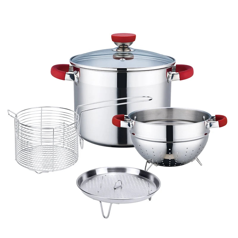 Wholesale Customization Multi-function Cookware Set Stainless Steel Stockpot With Colander Steamer