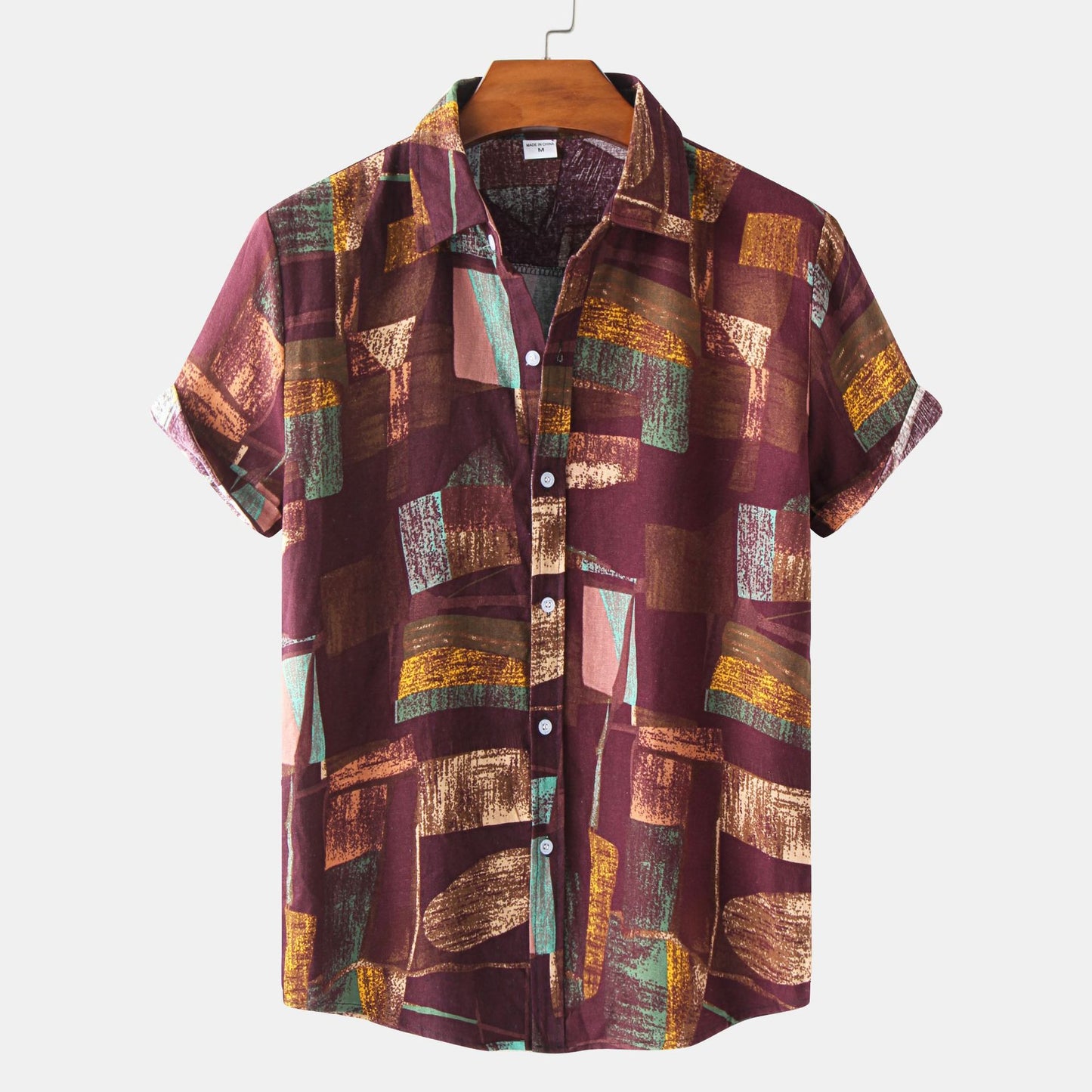 Men's Casual Cotton-Linen Short Sleeve Shirt