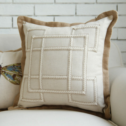 Heavy Cotton Linen Pillowcase with Geometric Pattern