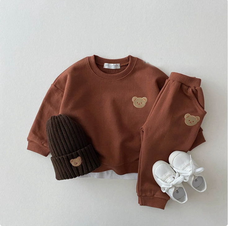 Little Teddy Outfit - Cotton Hoodie and Pants Set (One Set)