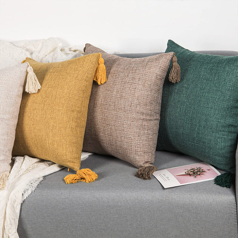 Amazon Cotton Linen Tassel Throw Pillow Cover