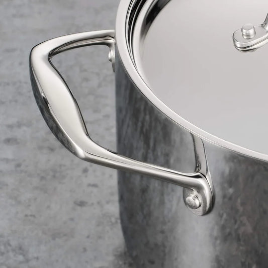US Shipping Tri-Ply Clad Stainless Steel 12-Piece Cookware Set Induction Ready Pots Pans with Lids Dishwasher Safe NSF