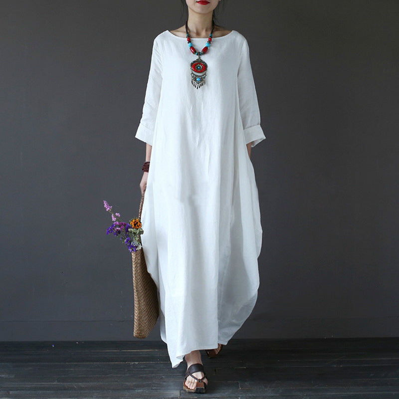 Loose Plus Size Cotton Linen Maxi Dress