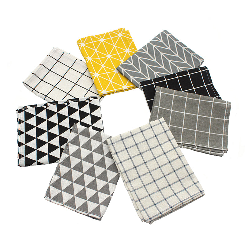 European Style Plaid Cotton-Linen Square Placemats