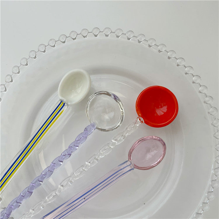 Colored Glass Spiral Coffee Stirring Spoon
