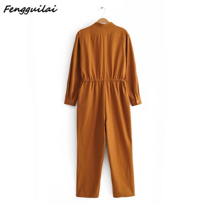 2021 Autumn Vintage Cotton Linen Loose Dungarees Jumpsuit