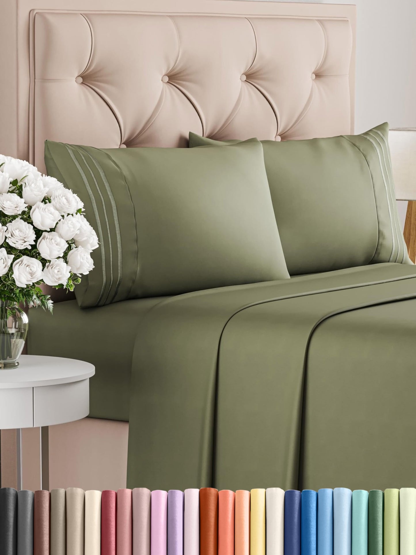 400 Thread Count Cotton - Cal King Size Sheet Set - 100% Cotton Sheets - 400-Thread-Count - Sateen Cotton - Deep Pocket Cotton Bed Sheets - Extra Soft Hotel Quality Cotton Sheet for Cal King Beds