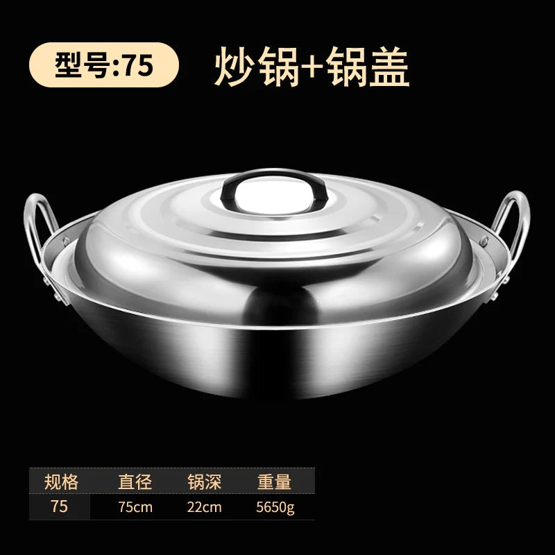 Non Stick Wok Pan Cookware 75cm Large Commercial Carbon Steel Wok Stainless Steel Pots and Pans NM393