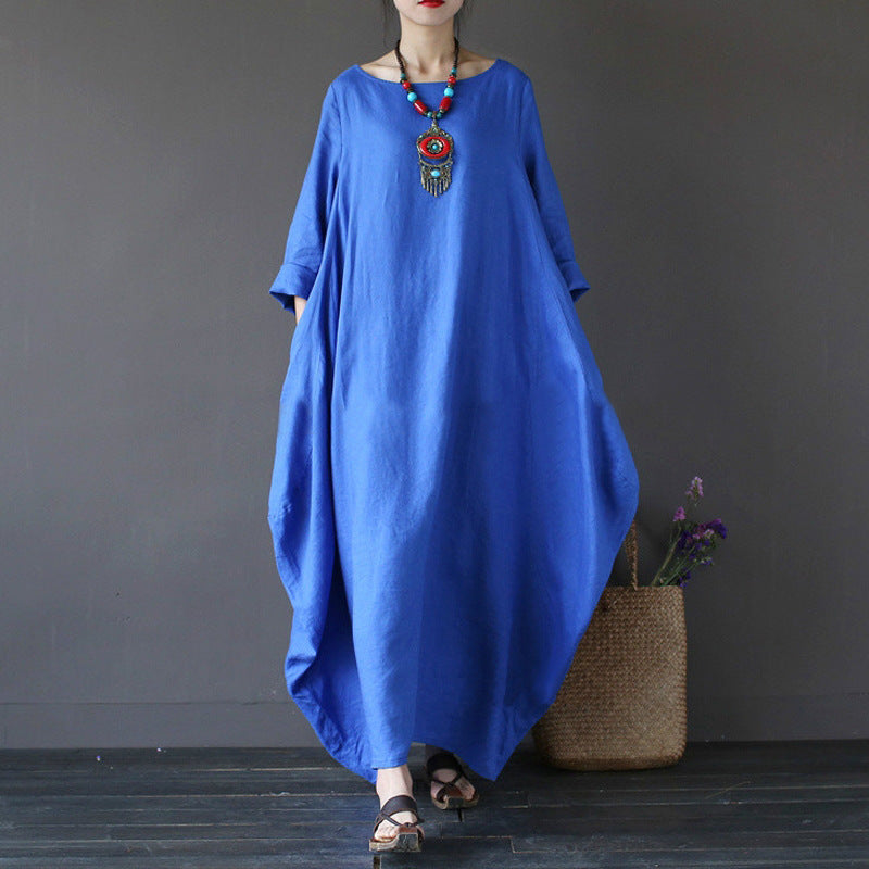 Loose Plus Size Cotton Linen Maxi Dress