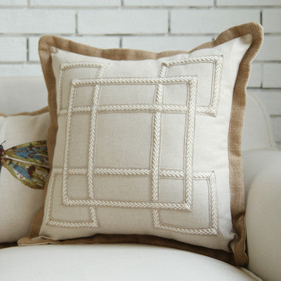 Heavy Cotton Linen Pillowcase with Geometric Pattern