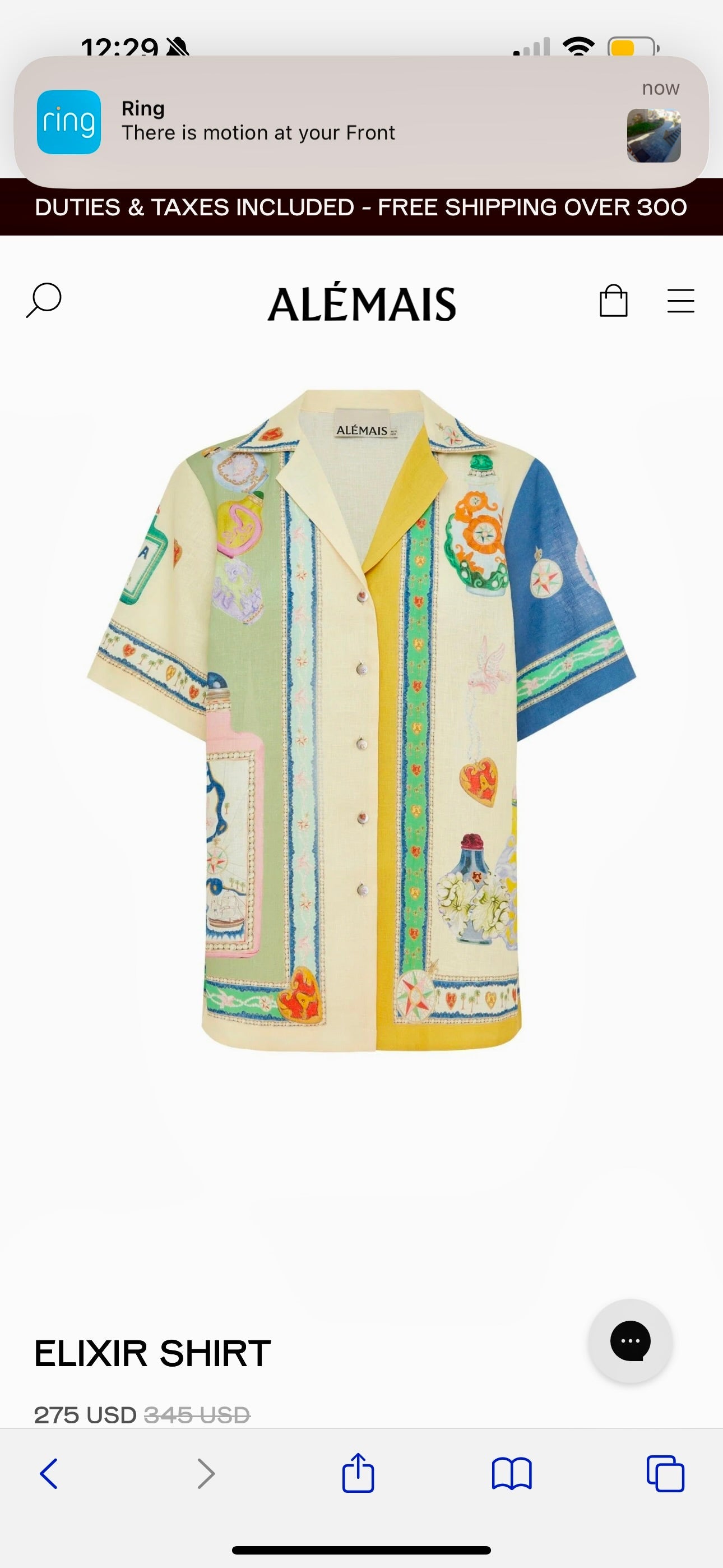 Alemais Elixir Shirt Women’s Multicolor Euro Flax Linen Top Button Down